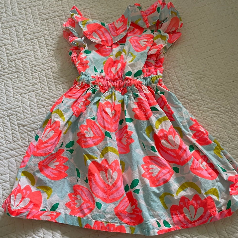 J. Crew crewcuts little girls orange & white floral print dress. EUC. Size 6.
